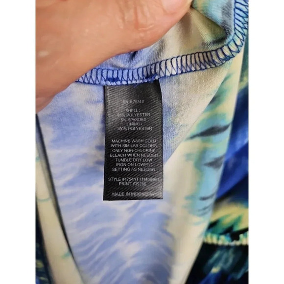 Donna Ricco Blouson Long Maxi Dress Blue Tie Dye Sleeveless Elastic Waist Size 8 - Picture 4 of 6